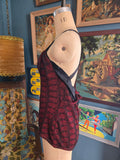 Vintage 40s Brilliant Red and Black Knit Swimsuit