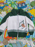 Vintage Green Knit Football Cardigan