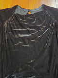 Vintage 30s Art Deco Black Velvet Dress with Belt