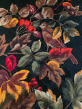 Vintage 70s Black Brown and Orange Fall leaf scarf