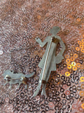 Vintage 20s Silver Flapper walking dog brooch