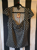 Gently Used Sourpuss Va Va Voom Black polka dot top