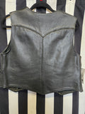Vintage 70s Black Lace Up Leather Biker Vest