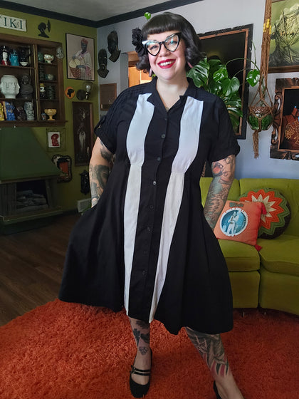 Gently Used Tatyana Bettie Black & White Bowler Dress