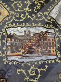 Vintage 90s Black Rome Souvenir Square Scarf