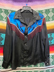 Vintage 80s Black Satin and Fringe Western Shirt