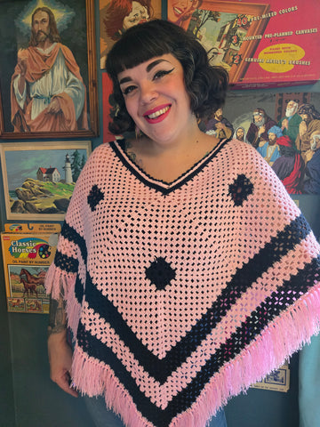 Vintage Pink Crocheted Shawl