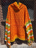 Unforgiven Upcycled Yellow Fringe Afghan Hoodie