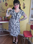 Vintage White and Black Square Print Dress