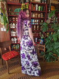 Vintage 60s Tropical Purple and White Dress