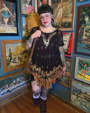 Vintage 90s Brown Bleach Tie Dye Hippie Dress