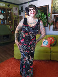 Gently Used Unique Vintage Floral & Butterfly Velvet Maxi