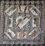 Vintage 90s Black Rome Souvenir Square Scarf