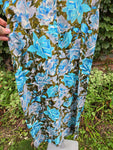 Vintage Dorothy O'Hara blue brown floral dress