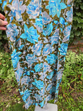 Vintage Dorothy O'Hara blue brown floral dress