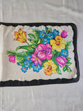 Vintage 60s pink yellow & blue floral rectangular scarf