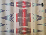 Vintage Red and Blue Wool Serape Mexican Blanket
