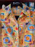 Vintage 70s Yellow and Orange Dragon Print Shirt