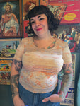 Vintage 70s novelty print top