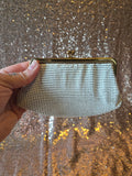 Vintage 60s White Metal Mesh Clutch handbag
