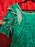 Vintage 80s Green Butterfly Square Dancing Dress