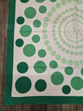 Vintage 60s Green Polka Dot Polyester Square Scarf