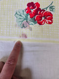 Vintage Red Yellow and White Floral Tablecloth