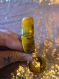 Vintage 60s Yellow & Black Bakelite Bangle & earring set