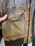 Vintage 90's Distressed Brown Leather Bomber Jacket