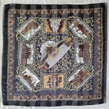 Vintage 90s Black Rome Souvenir Square Scarf