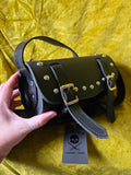 Unforgiven Upcycled Round Motorcycle Bag Purse