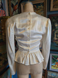Vintage 80s Gunne Sax Ivory satin lace and ruffle top
