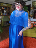 Vintage Royal Blue Lace Collar Dress