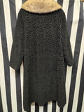 Vintage 1950s Black Persian Wool Coat with Mink Collar