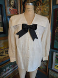Vintage 90s white cotton sailor top with black bow