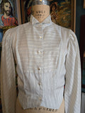 Vintage 70s gray striped Victorian inspired blouse