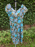 Vintage Dorothy O'Hara blue brown floral dress