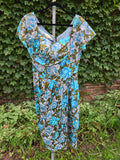 Vintage Dorothy O'Hara blue brown floral dress