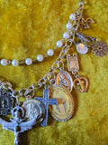 Unforgiven Silver Religious Charm Rosary Necklace