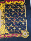 Vintage 80s navy red gold equestrian square scarf