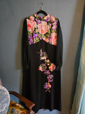 Vintage Volup Black Floral Maxi Dress