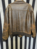 Vintage 90's Distressed Brown Leather Bomber Jacket