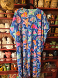 Vintage 90s Blue Seashell Print Kaftan Dress