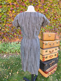 Vintage 50s Gray Striped Wool Dress Jacket Set