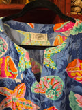 Vintage 90s Blue Seashell Print Kaftan Dress