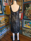 Vintage 60s Black Sequin Pat Sandler Cocktail Dress