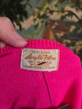 Vintage 60s Bright pink floral knit cardigan sweater