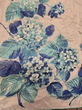 Vintage 50s Blue Hydrangea Floral Rayon Square Scarf
