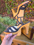 Vintage 70s Black Canvas Heels