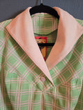Vintage green plaid dress with white collar